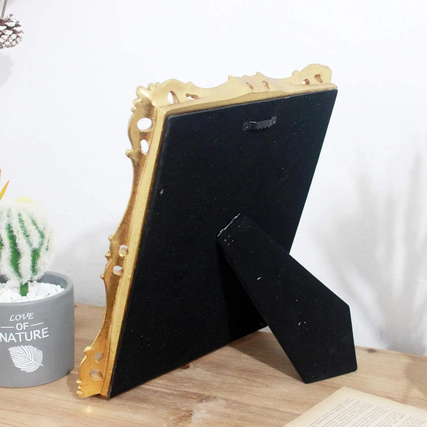 Vintage Decorative Square Antique Gold Wall Mounted Tabletop Makeup Resin Mirror Frame