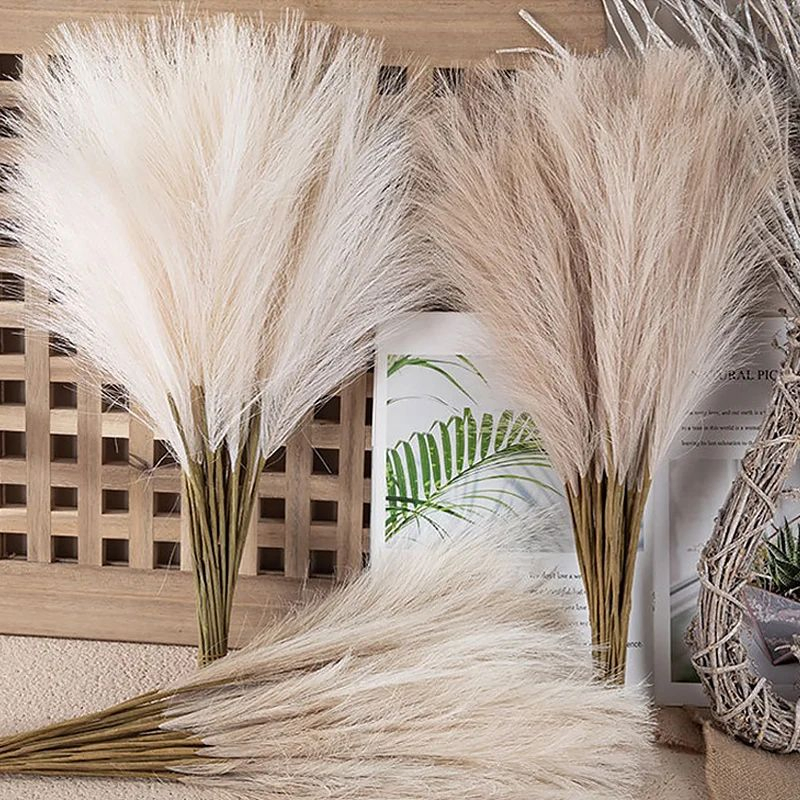 55cm Fluffy Pampas Grass Boho Decor Flower Fake Plant Reed Simulated Wedding Party Christmas Home Decor Artificial Flower