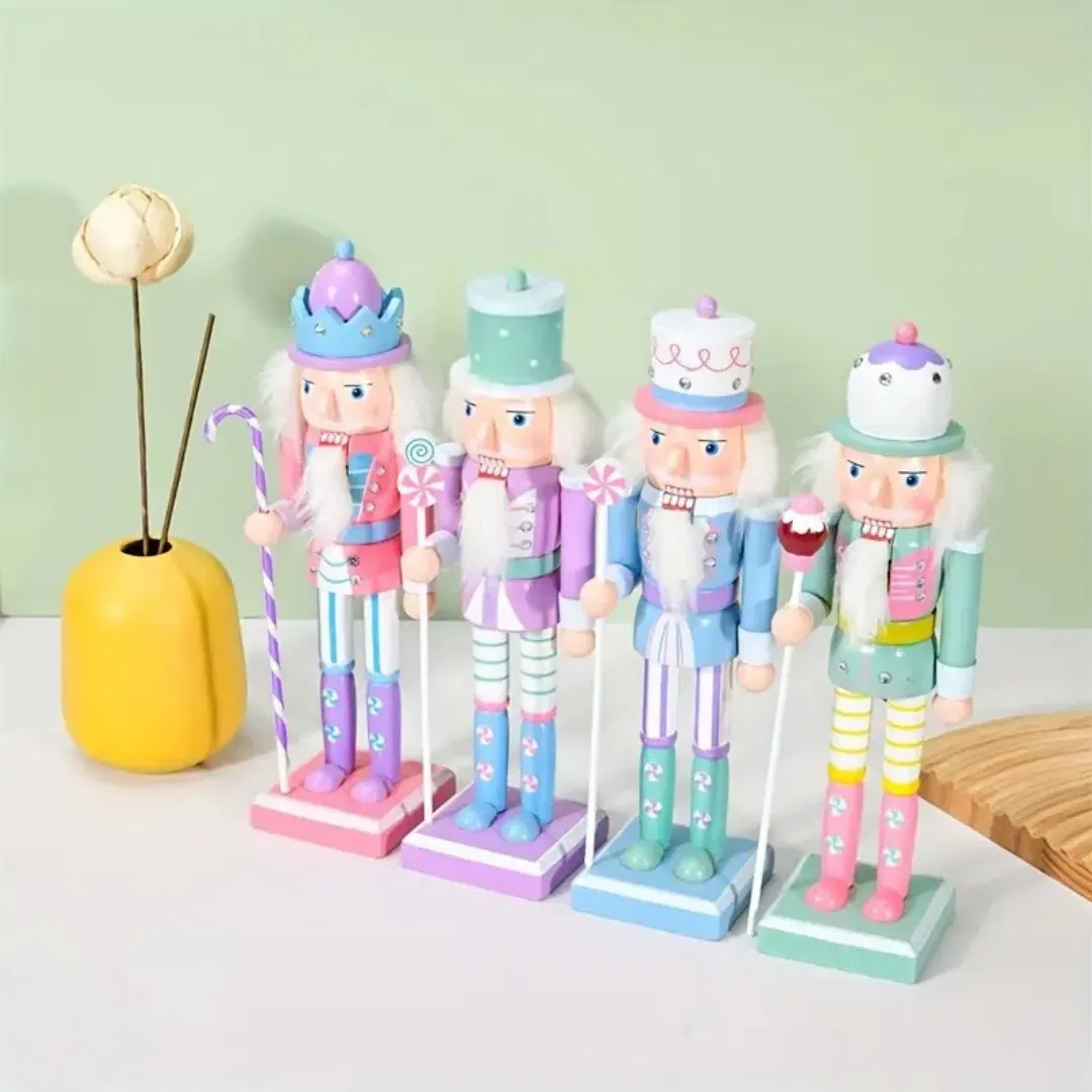 Handmade Wooden Nutcracker Puppet Soldier Ornaments Christmas Gift for Navidad Home Decor Xmas Candy Crafts Christmas Present