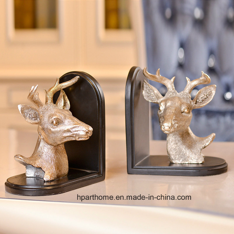 Vintage Style Exquisite Deer Head Bookends Resin Craft for Book Storage
