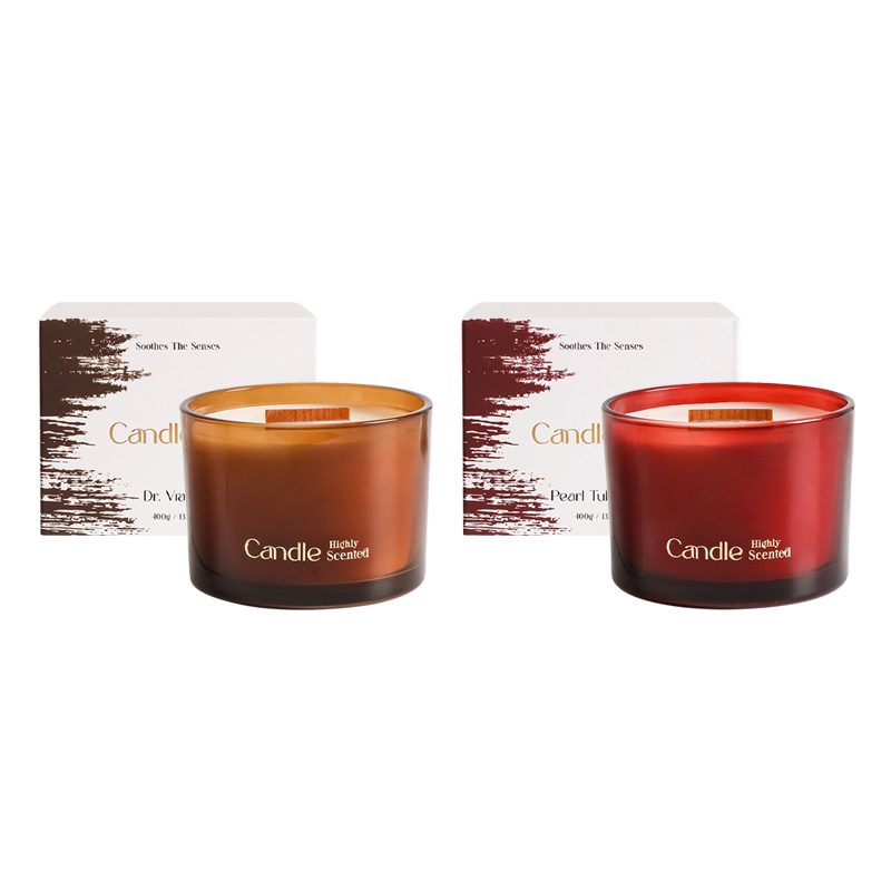 Artisan Amber Scented Candle 400g Red Wax with Hot Stamping