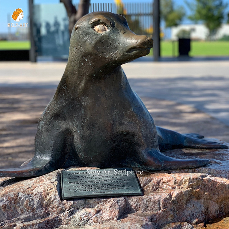 Modern Large Street Decor Arine Animal Decorative Bronze Sealion Statue