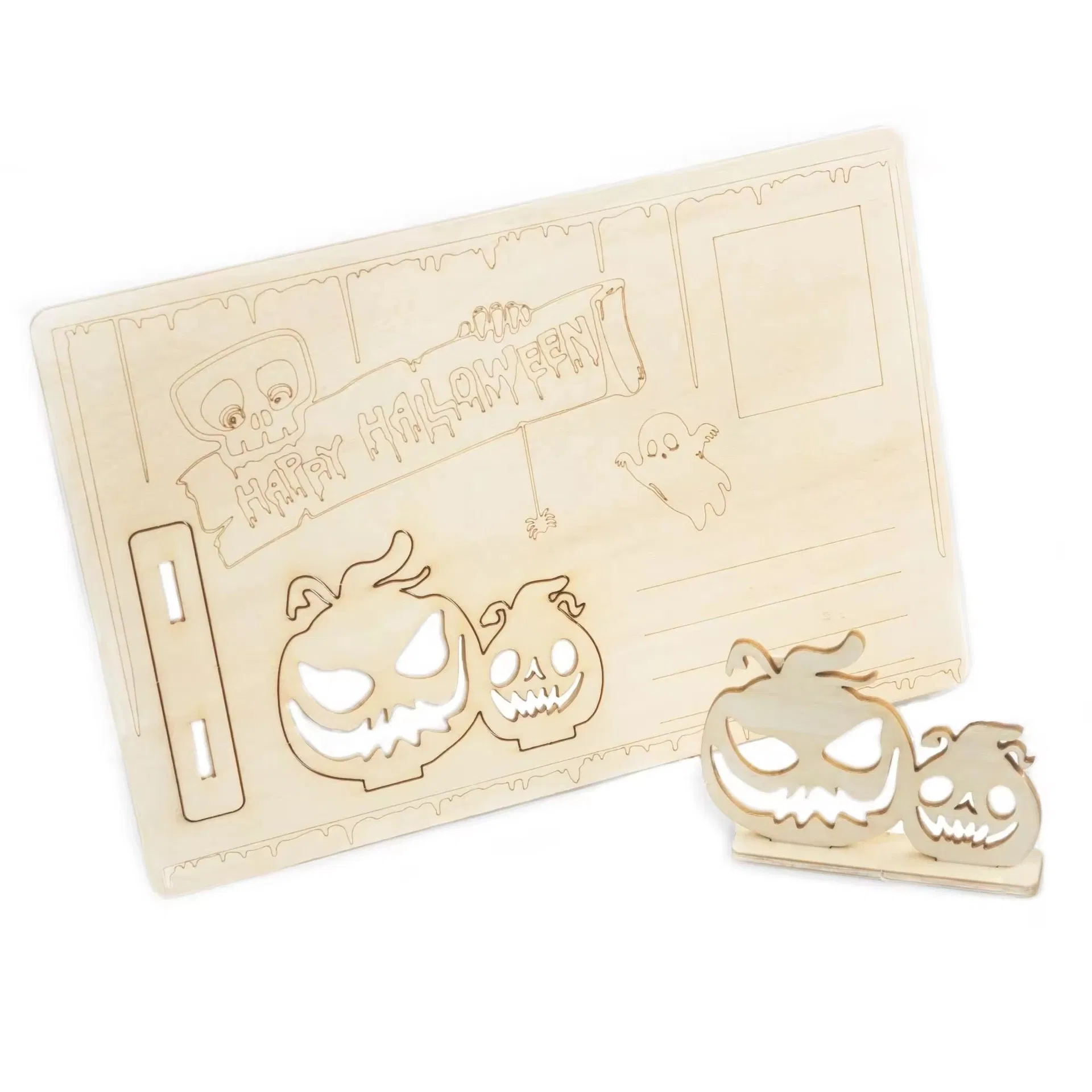 Creative Wooden Postcards Laser Engraved Merry Christmas Tree Crafts for DIY Painting Xmas Decoration