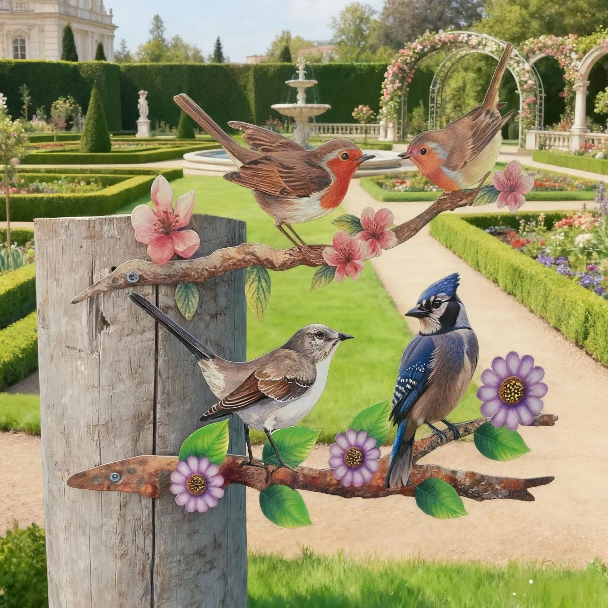 Metal Bird Sculptures Wholesale Outdoor Garden Fence &amp; Tree Decor Courtyard Art Ornament Durable Metal Craft for B2b Buyers