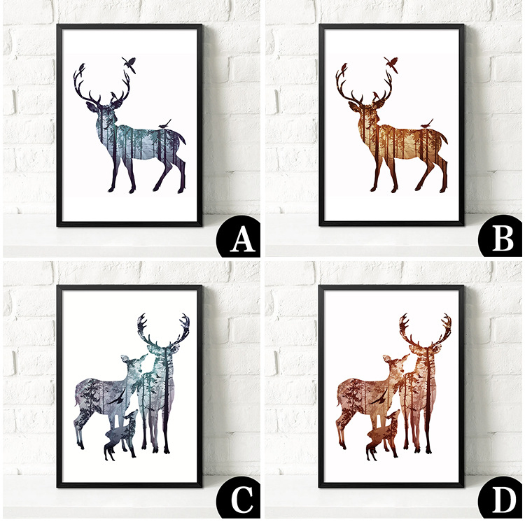 Decorative Wall Elk Painting Porch Painting Modern Minimalist Bedroom Mural Painting