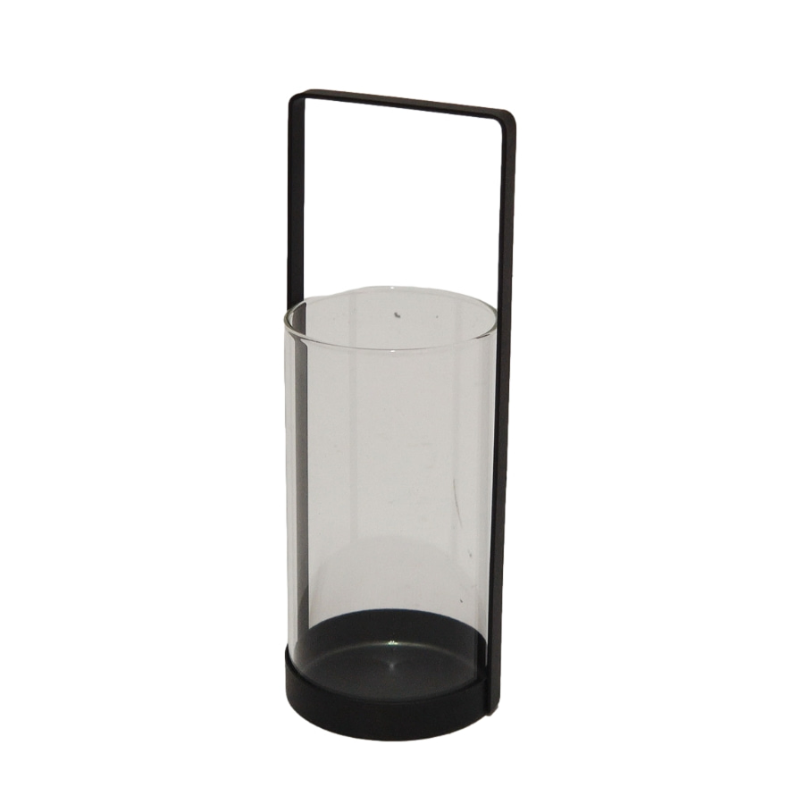 Modern Decorative Metal Candle Holder with Glass Black