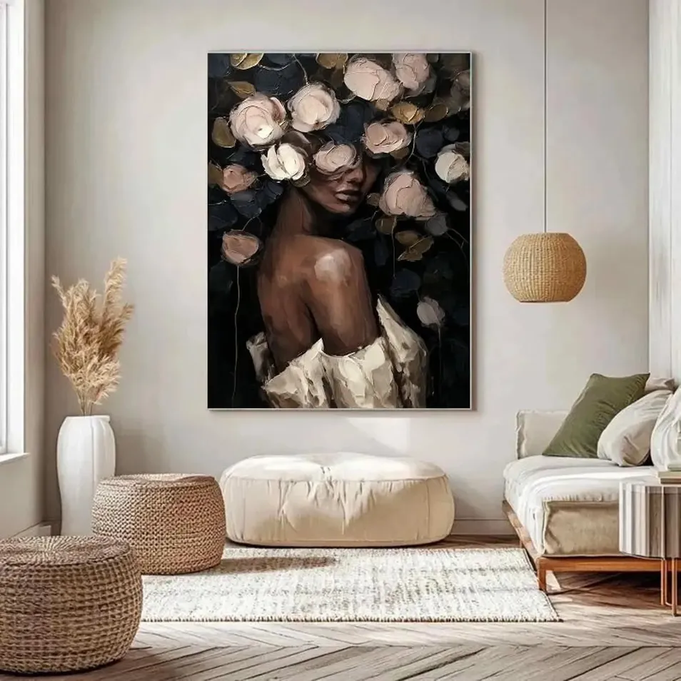 Abstract Woman Face Flower Oil Painting 2