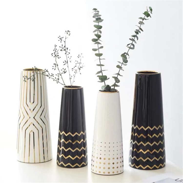 Desktop Flower Vase Wedding Decorative Ceramic Black Vase