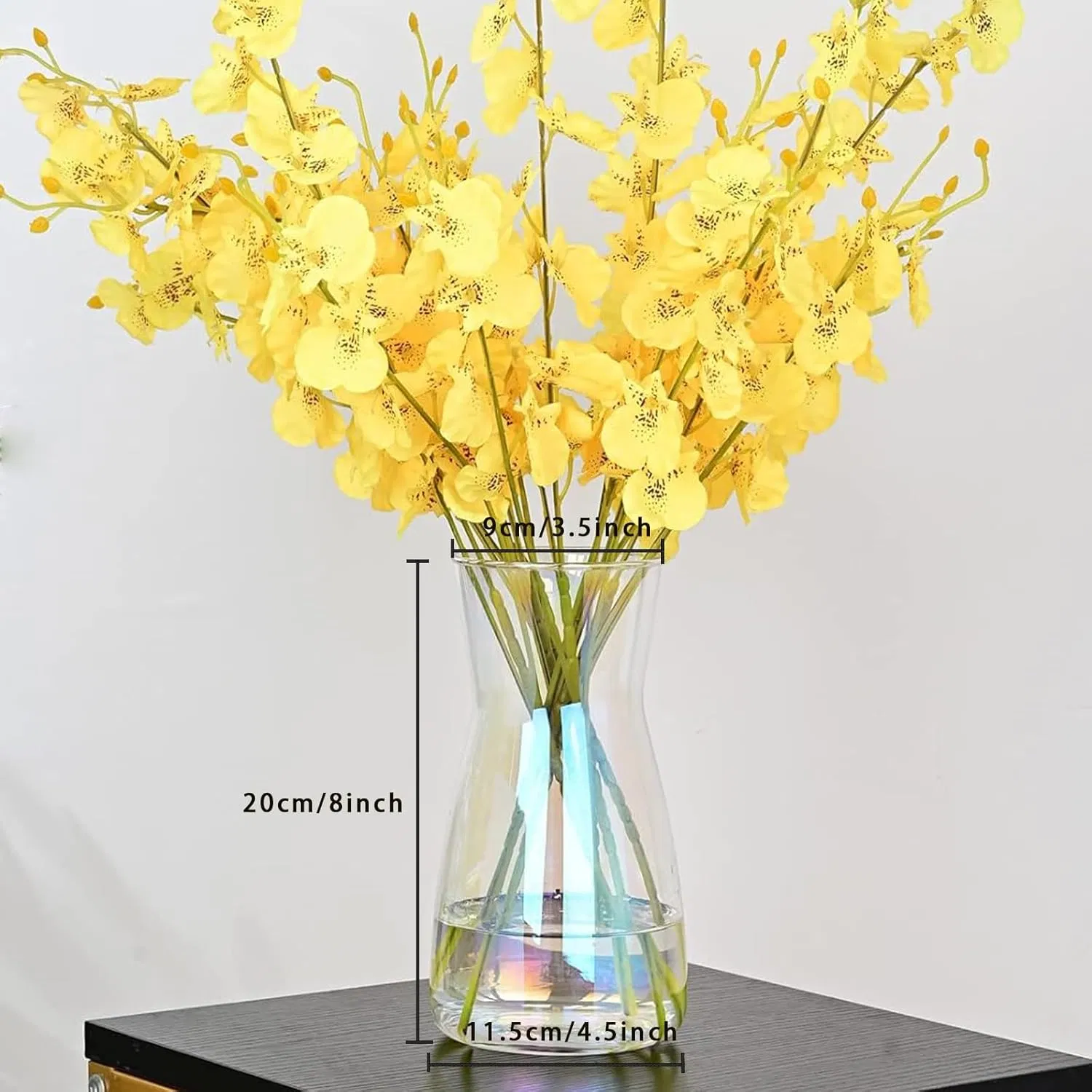 8 Inch Iridescent Glass Flower Vases, Centerpiece Table Home Indoor Desk Decor Vase, Ins Modern Boho Style Vase