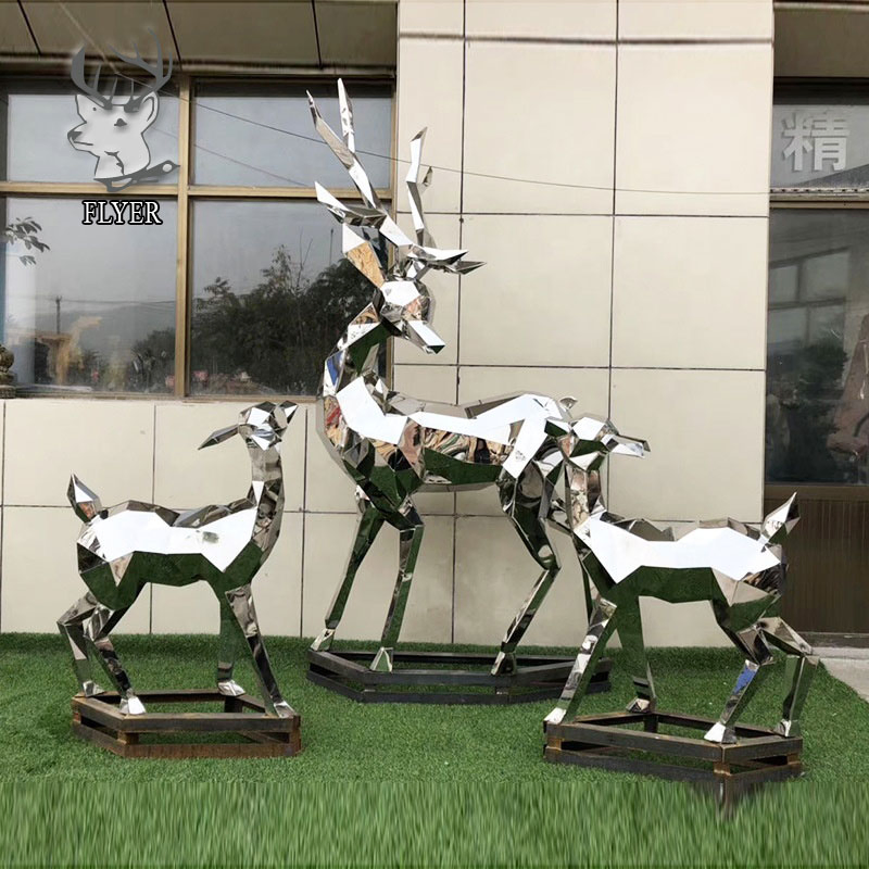 Outdoor Garden Decorative Large Animal Statue Metal Life Size Stainless Steel Deer Sculpture