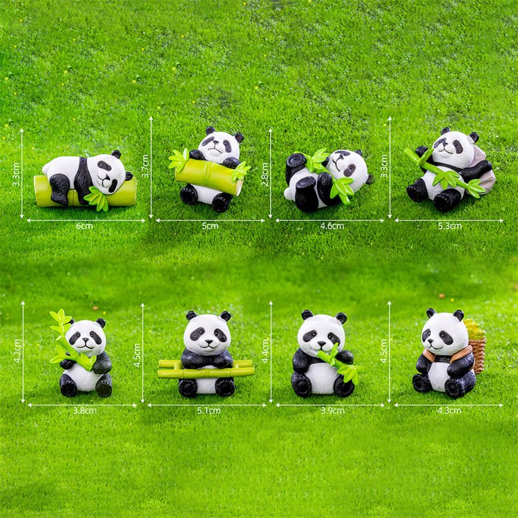 Resin Wood Carving Style Panda Desktop Ornaments Blind Box Cute Animal Home Decor Handmade Ornament