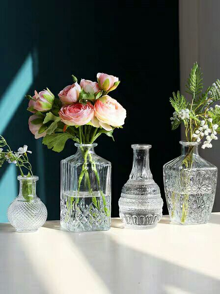 Glass Flower Vase Bud Vase Rustic Wedding Decoration Home Table Decor Accessories Clear Flower Bud Vase Vintage Flower Vase