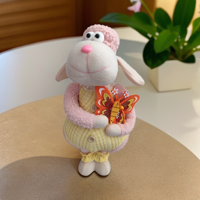 Custom Handmade Seasonal Decor Plush Sheep Figurines for Gifts and Collections