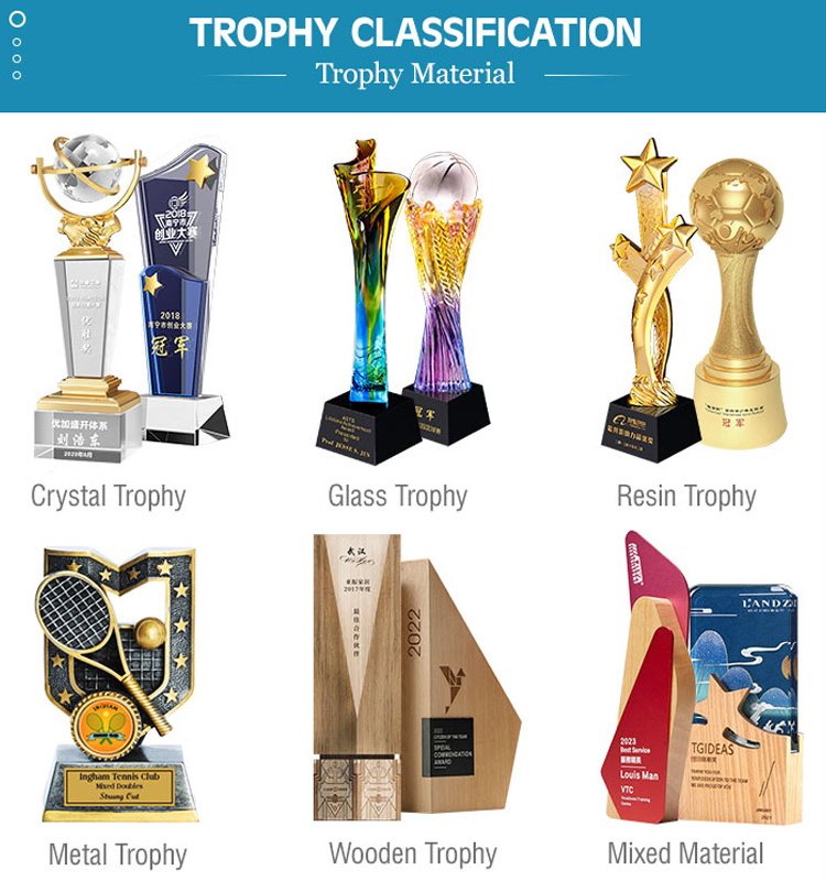 Hot Sale Custom Laser Engraving Logo Resin Cup Plated Gold Silver Bronze Football Game Printing Shining Gold Awards Sport Souvenir Trophy