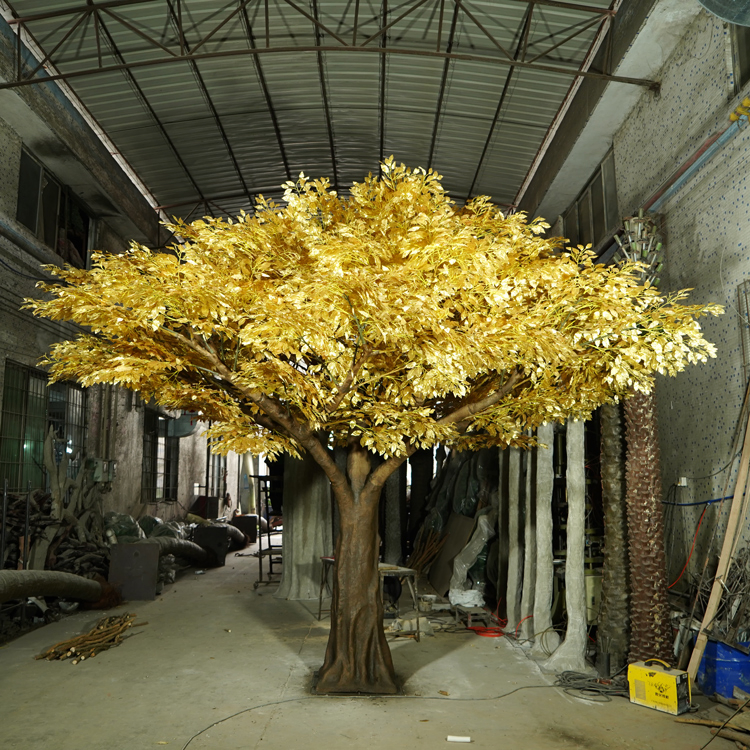 Highly Customized Green/Gold Artificial Banyan Tree Artificial Crafts