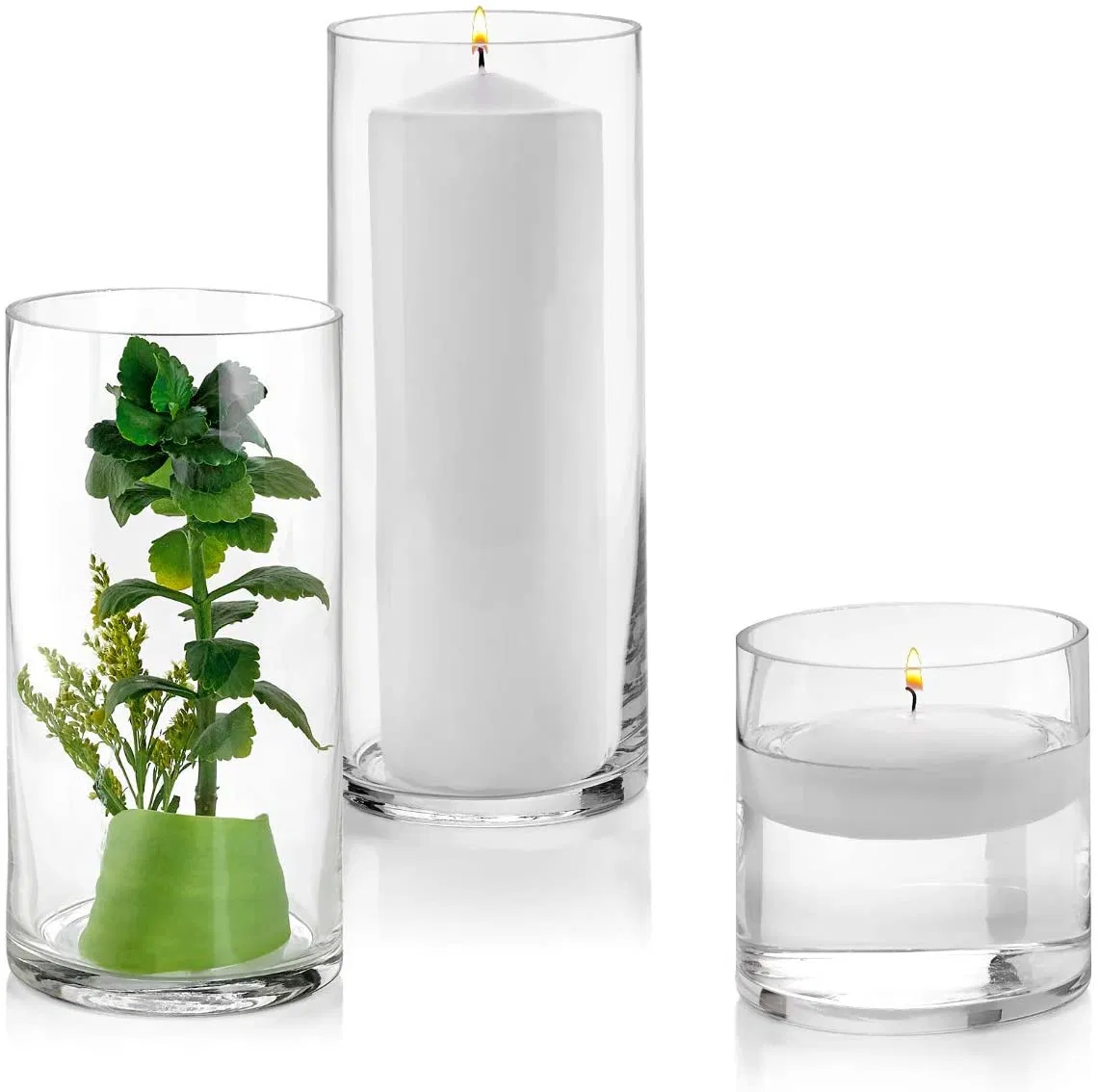 Glass Cylinder Vase Home Decorative Flower Vase Floating Candle Holder for Wedding Centerpieces Tabletop Vase Clear Transparent
