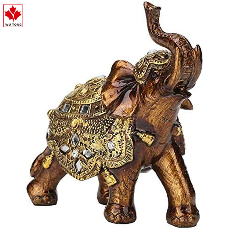 Resin Ornament Wood Grain European Style Home TV Cabinet Craft Decoration Elephant Statue