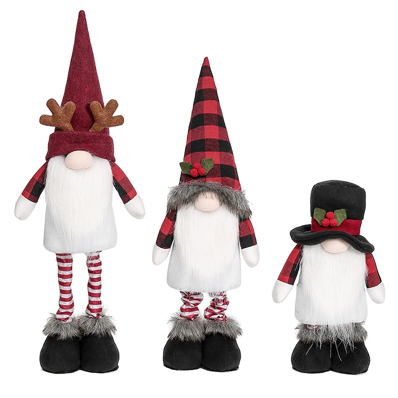 Festive Plush Stretchable Gnome Christmas Holiday Home Decorations for Seasonal Ambiance