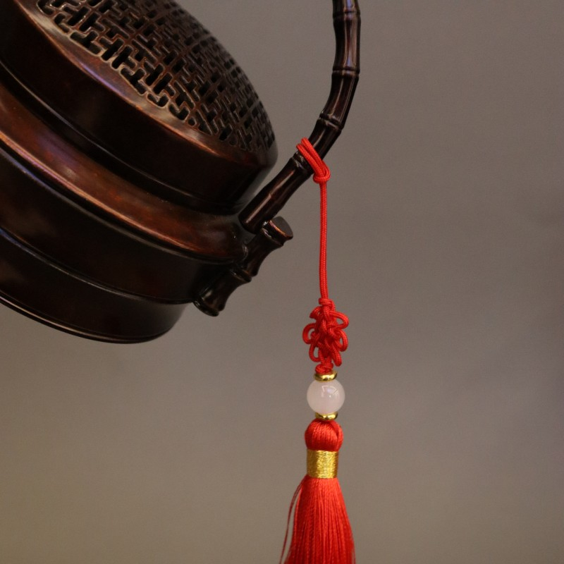 Handmade Metal Crafts Brass Censer with Bamboo Handle Fengshui Home Decor