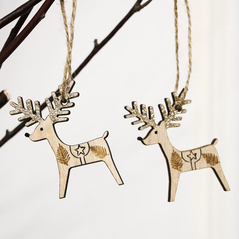 Christmas Wooden Tree Reindeer Shape Christmas Gift Box Pattern Inside Wall Hanging Decors