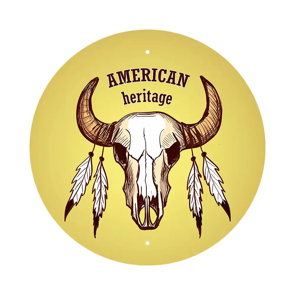 High Quality Round Retro Tin Wall Hanging Decoration Custom Printed Metal Plate Rustic Farmhouse Wall Decor Poster