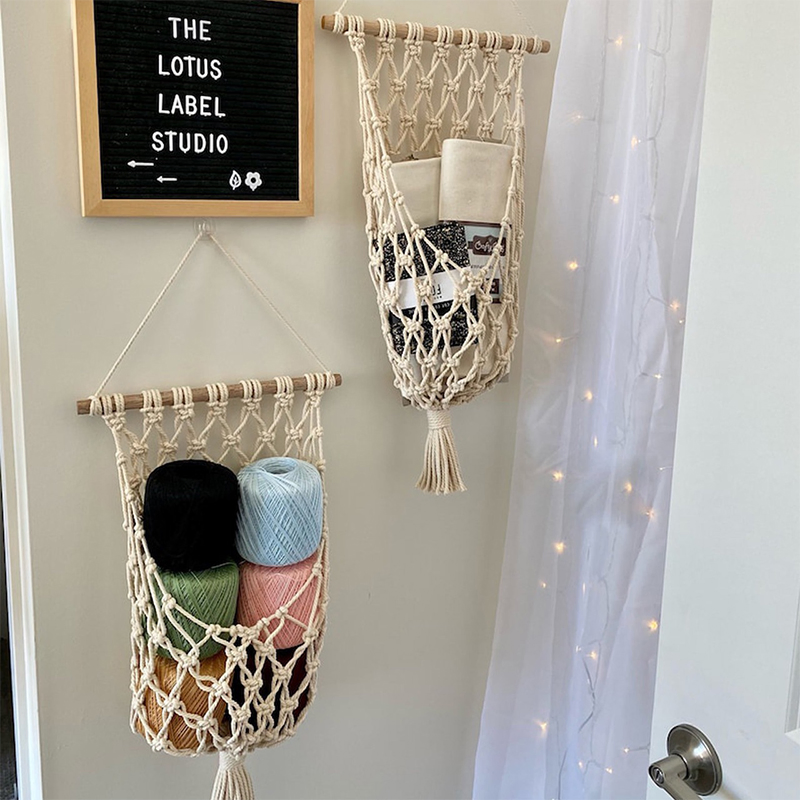Boho Cotton Handmade Home Decoration Vegetable Storage Macrame Fruit Basket Plant Hangers Hanging