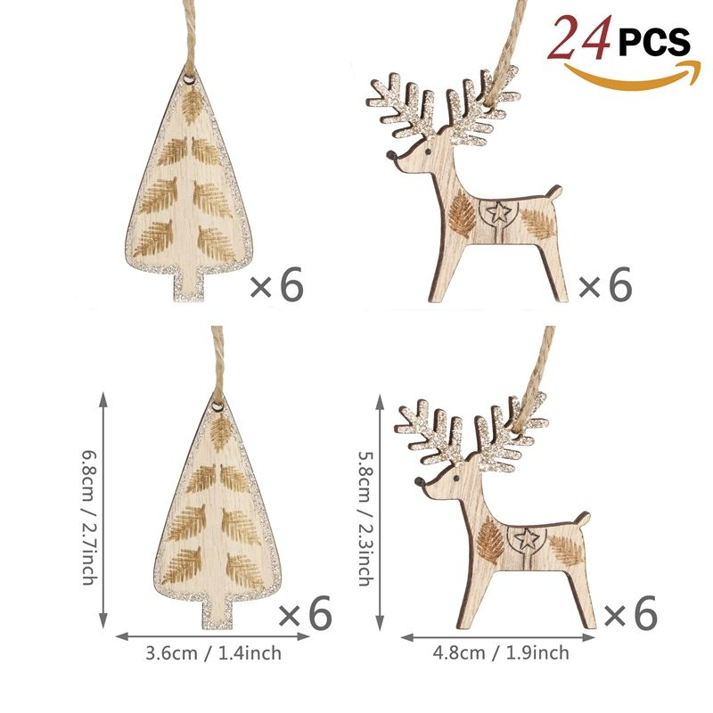 Christmas Wooden Tree Reindeer Shape Christmas Gift Box Pattern Inside Wall Hanging Decors
