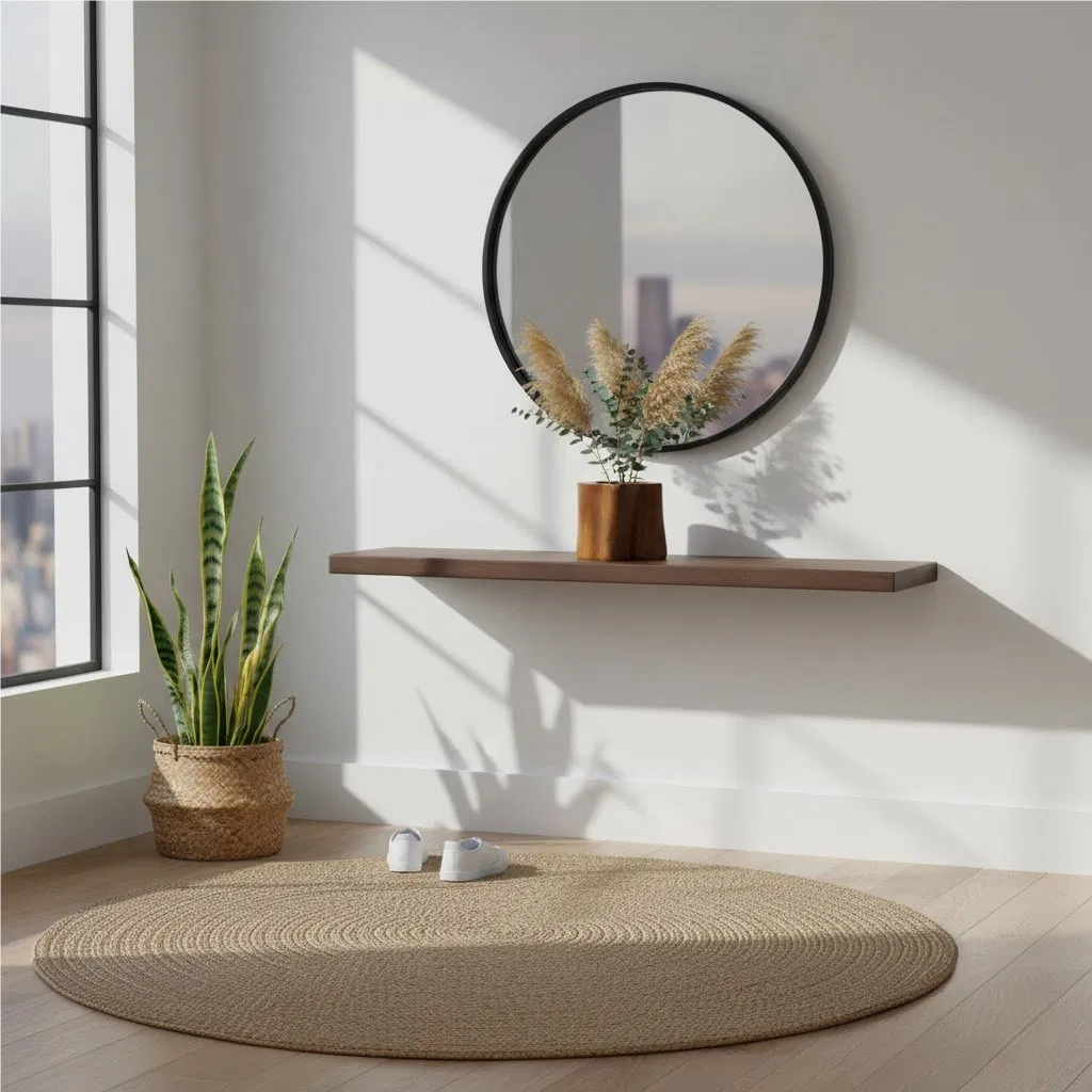 Teak Vase Stand &amp; Flower Vase, Artisan Wood Design for Home Decor