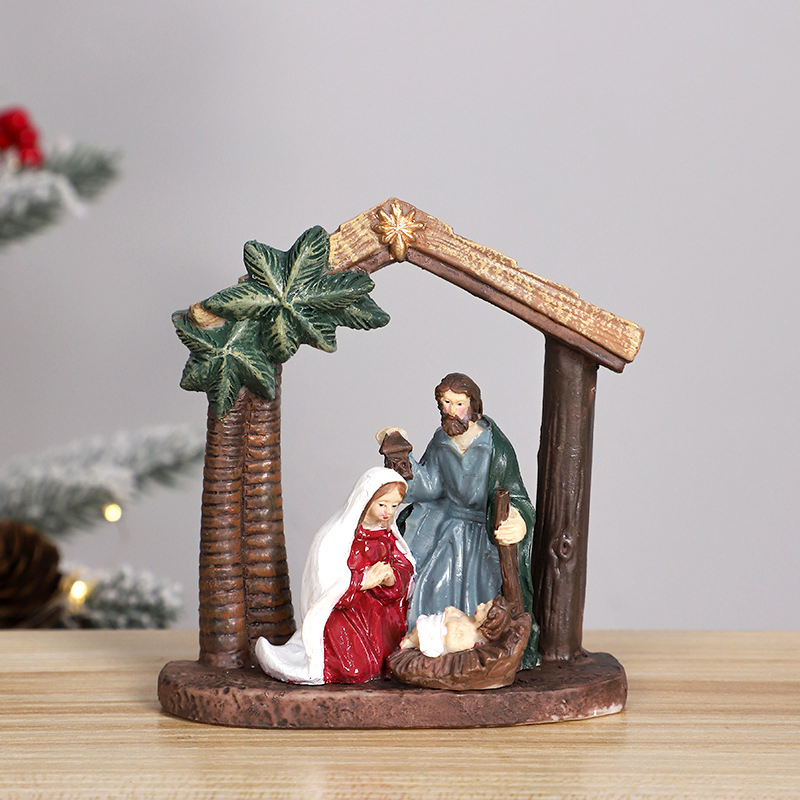 Wholesale Price OEM Manufacturer Customized Navidad Xmas Polyresin Poly Resin Decorative Religious Tabletop Sculpture Christmas Nativity Scene Figurine Factory