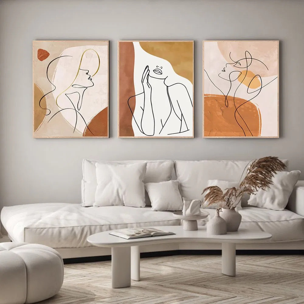 Abstract Poster Print on Canvas Boho Design Custom Painting Wall Frames Home Decoration Living Room 12 X 24 Inch Set of 3