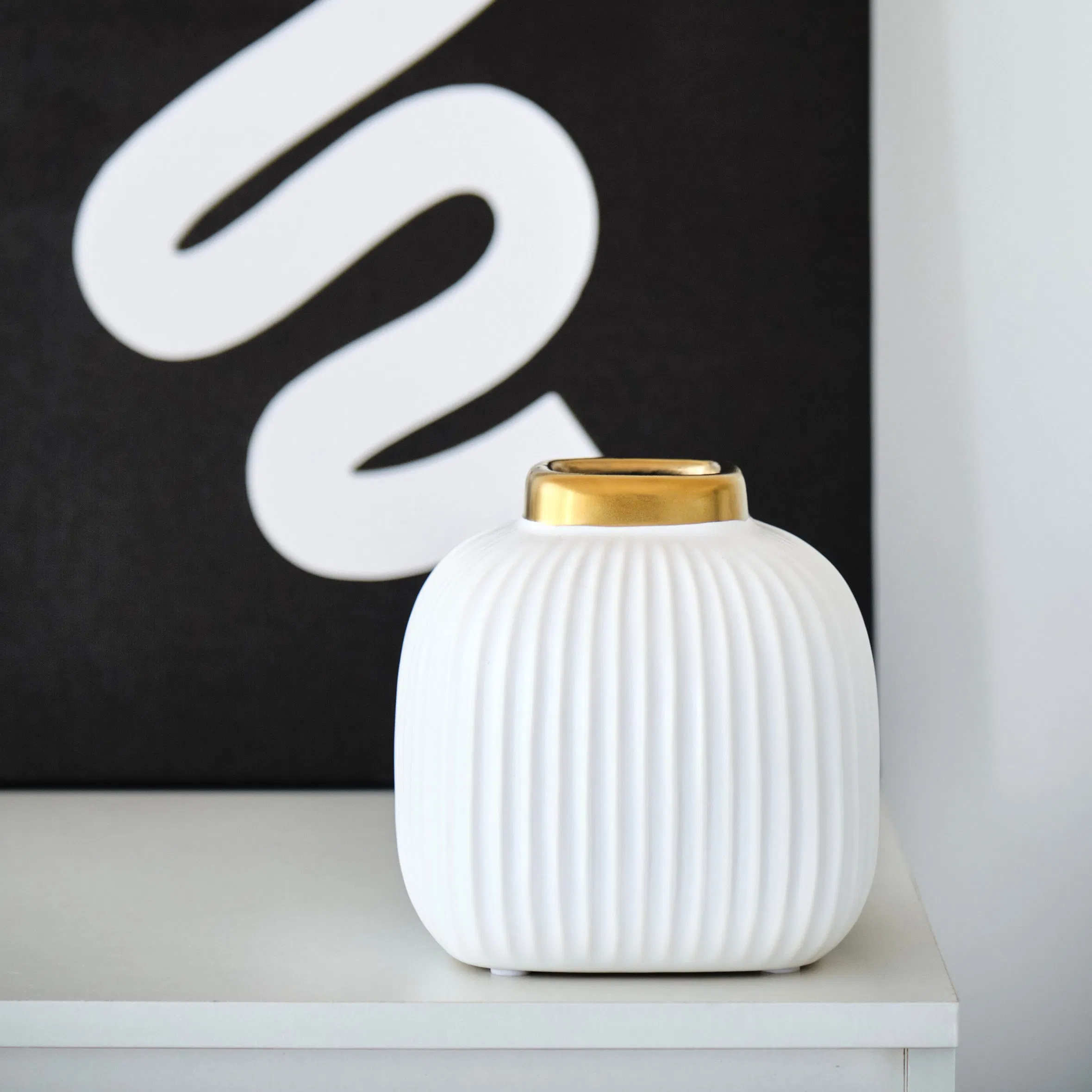 New Arrival Tabletop Decorative Gold Plating Ceramic Flower Vase