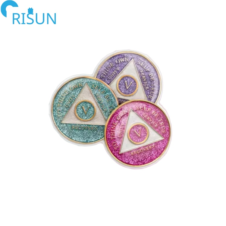 Wholesales Month Seasonal Medallion Reflex Custom Year Logo 3D Recovery Sobriety Chip Coins Sobriety Colorful Challenge AA Coin