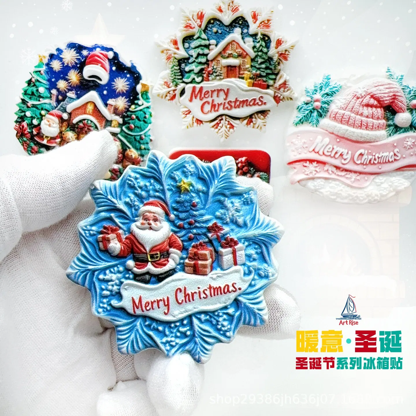 Western Christmas Atmosphere Theme Decorative Gifts Fridge Magnet Resin Crafts