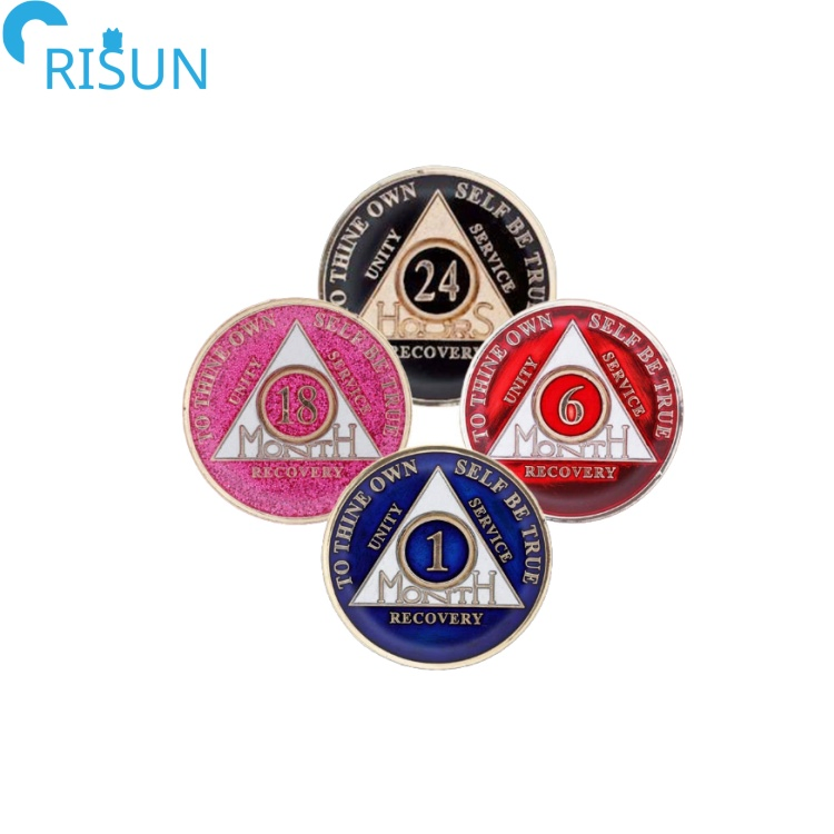 Wholesales Month Seasonal Medallion Reflex Custom Year Logo 3D Recovery Sobriety Chip Coins Sobriety Colorful Challenge AA Coin