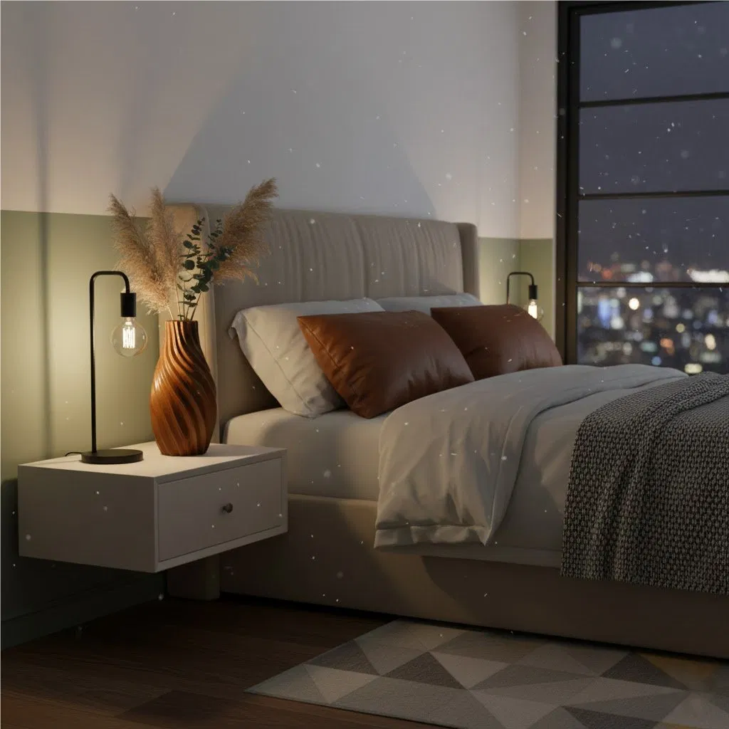 Swirled Teak Wooden Vase, Carved Spiral Texture, Artisan Decor Vase