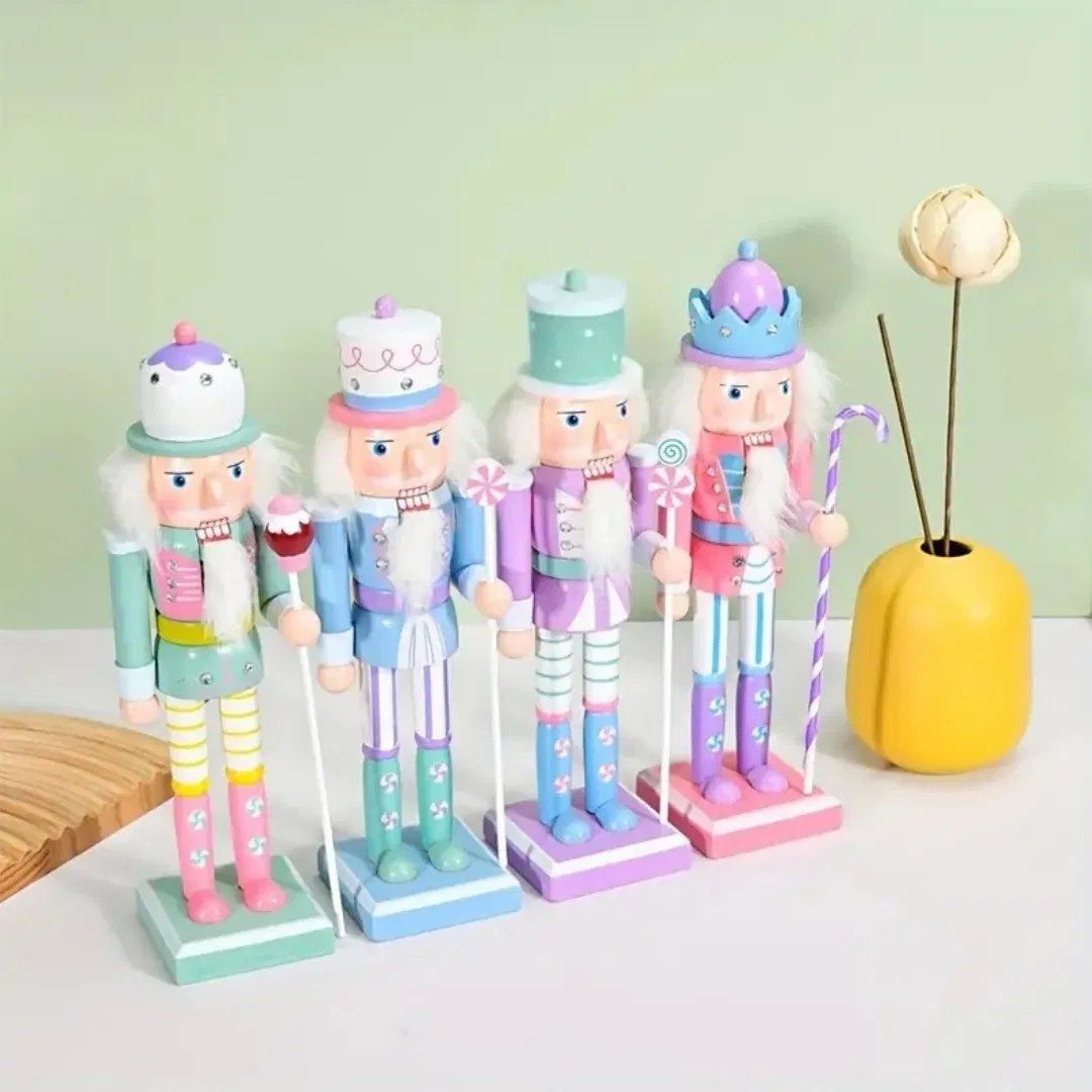 Handmade Wooden Nutcracker Puppet Soldier Ornaments Christmas Gift for Navidad Home Decor Xmas Candy Crafts Christmas Present