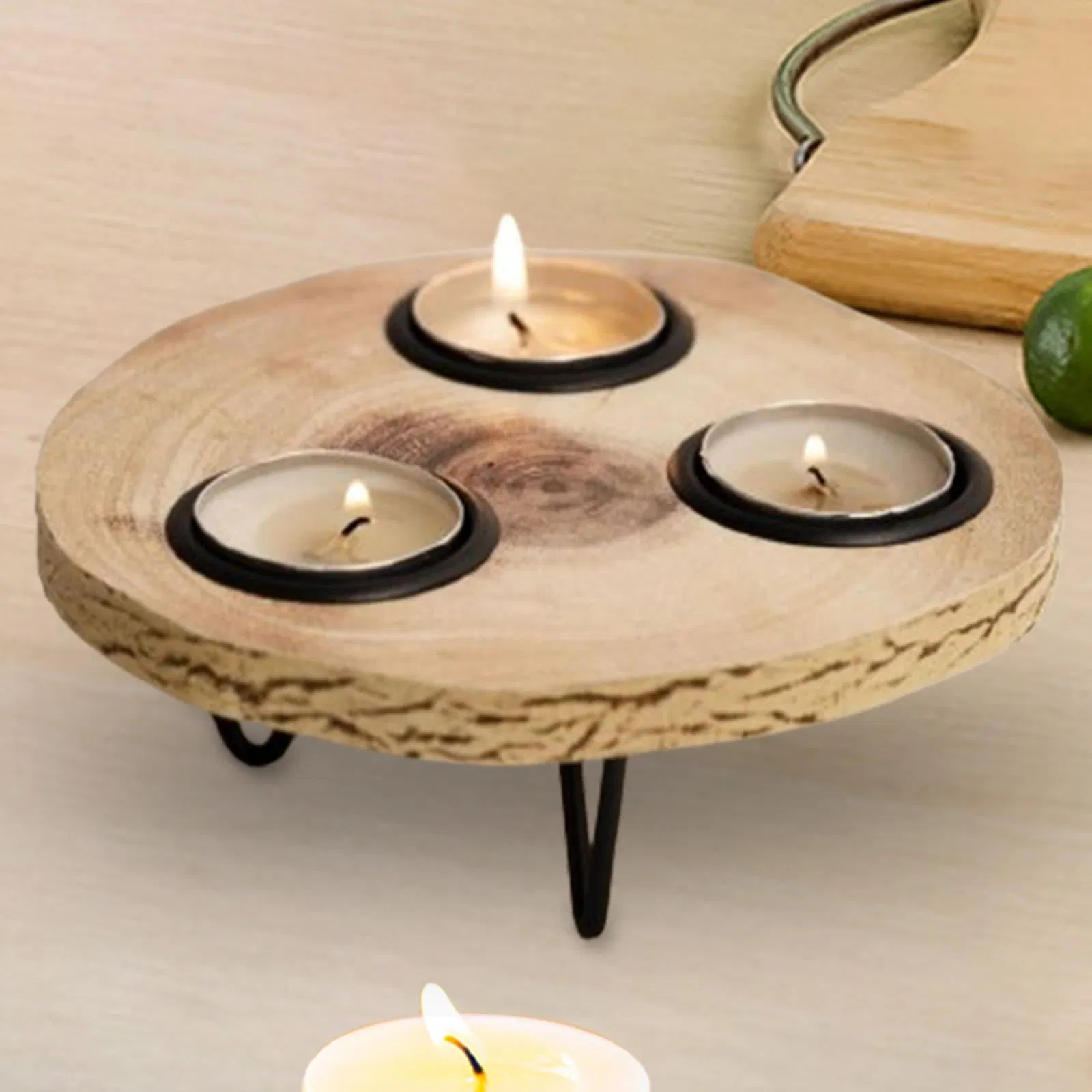 Rustic Wooden Tealight Candle Holders for Elegant Home Ambiance