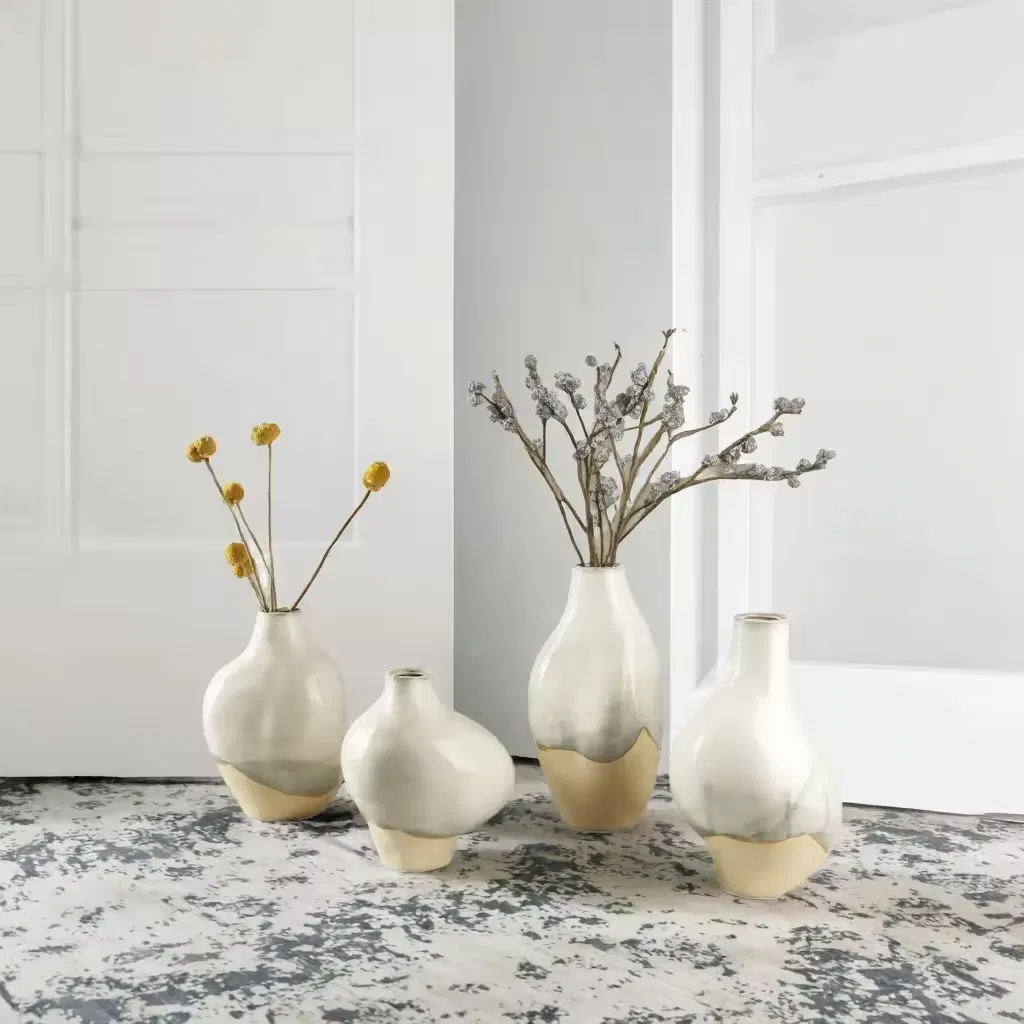 Hand-Shaped White Ceramic Vase Elegant Rustic Design for Home Decor