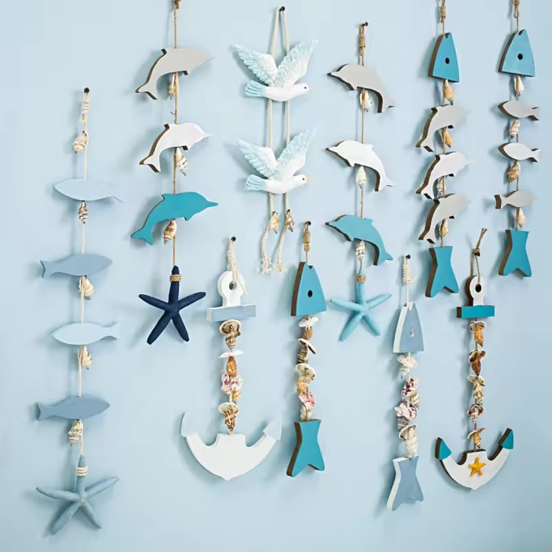 Wood Fish Cutout Coastal Beach Party Home Wall Hanging Ornament Decor Wooden Fish Sculpture Carved Nautical Gifts Crafts