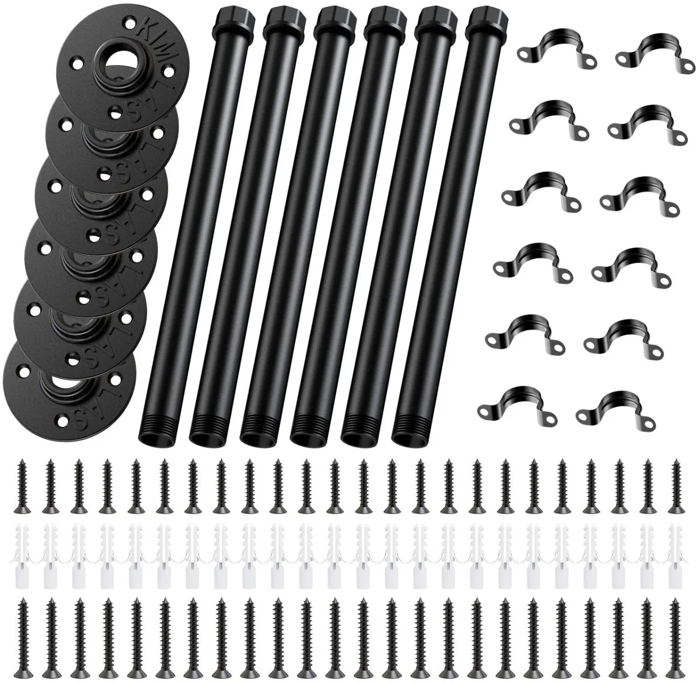 Industrial Black Iron Pipe Bracket Wall Mounted Floating Shelf Hanging Wall Hardware Decor for Farmhouse Shelving