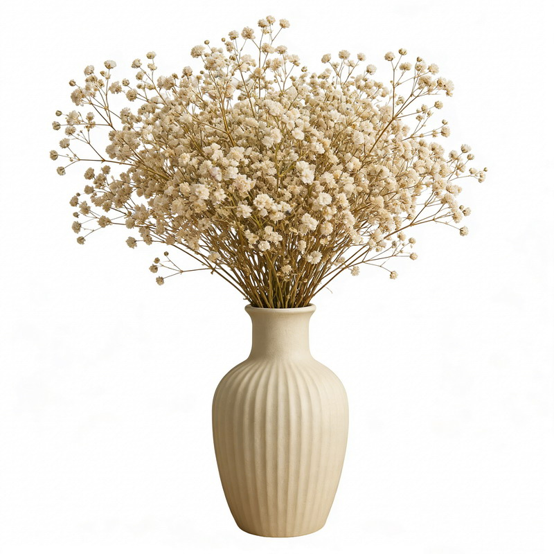 Ribbed Ceramic Vase Neutral Earthy Boho Home Decor Waterproof Decorative Flower Vase for Living Room Table Centerpiece