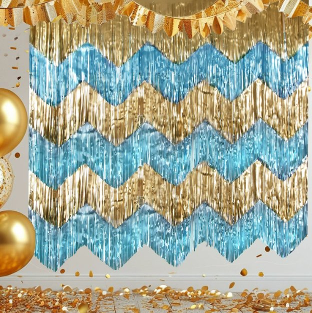 Thickened Wavy Rain Silk Banner Pet Birthday Party Background Wall Decoration Hanging Flower Tassel Graduation