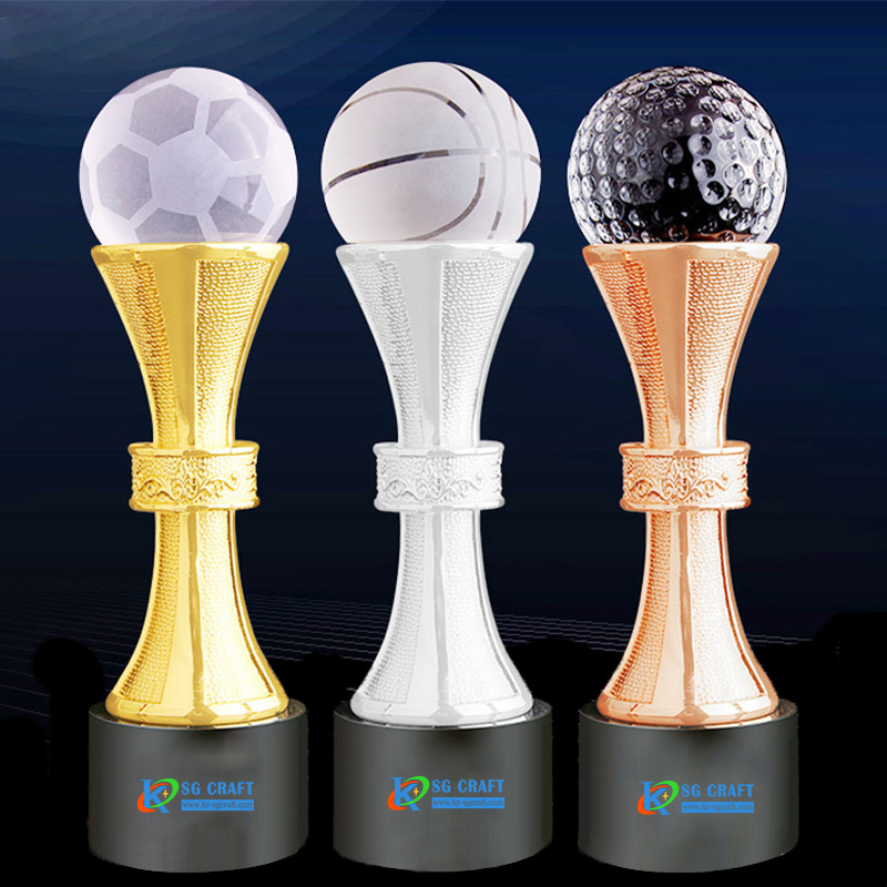 Hot Sale Custom Laser Engraving Logo Resin Cup Plated Gold Silver Bronze Football Game Printing Shining Gold Awards Sport Souvenir Trophy