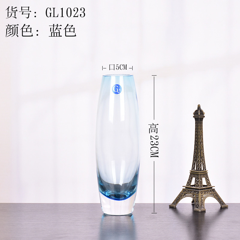 High Quality Hand-Blown Glass Vase Red Green Dining Table Crafts Decoration Transparent for Hydroponic Flower Art Deco Modern