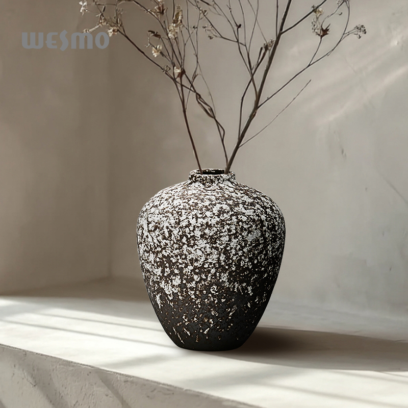 Wabi-Sabi Style Organic Modern Home Decor Interior Styling Hand-Painted Stoneware Decorative Ceramic Vase