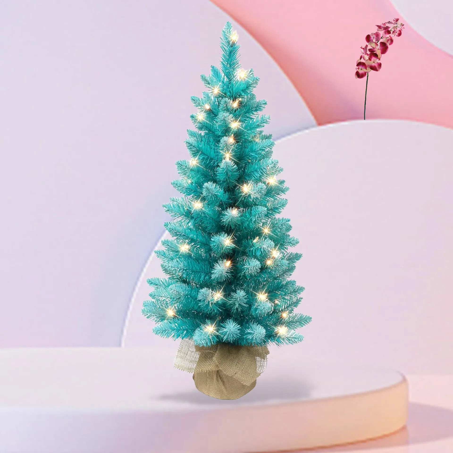 Artificial Christmas Tree Warm White LED Lights Faux Tree Seasonal Potted Indoor Home Decoration