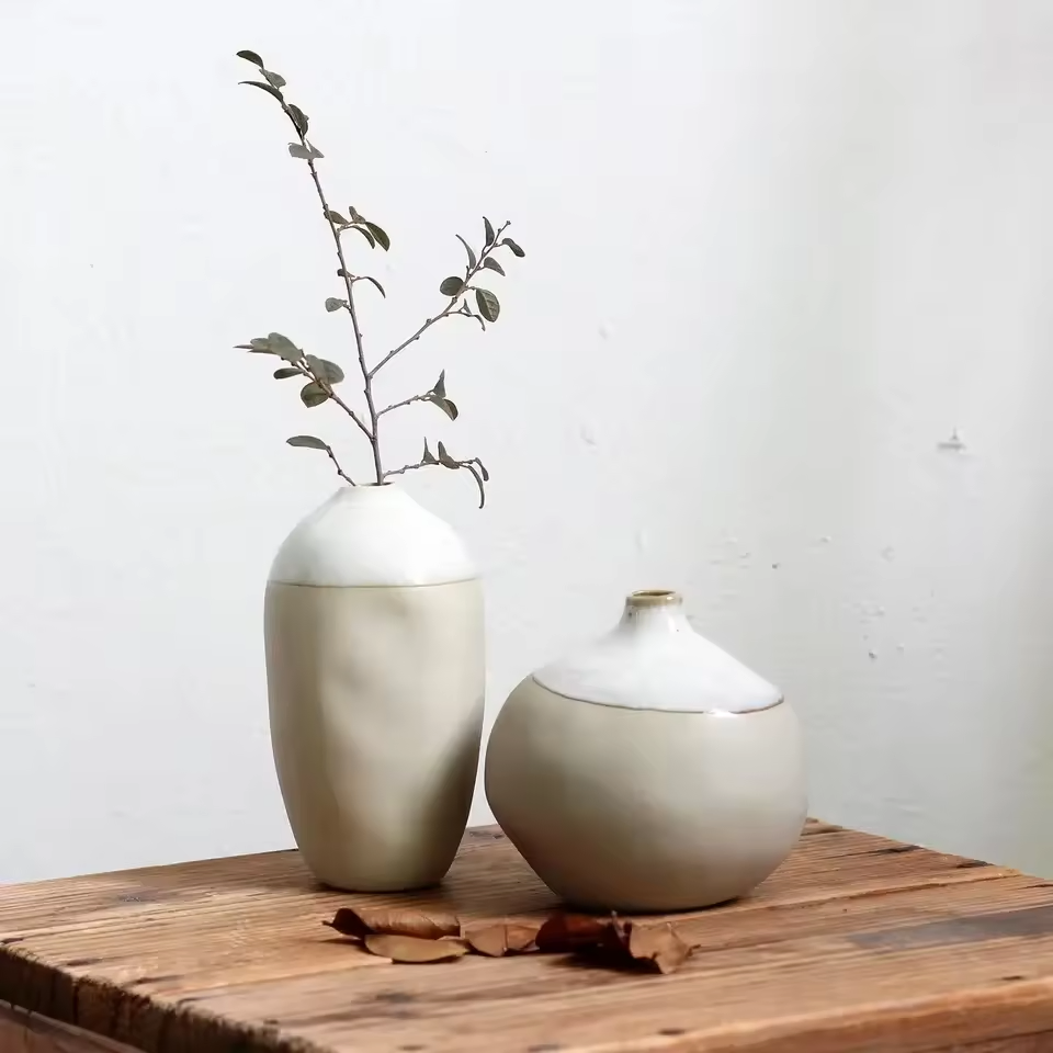 Hand-Shaped White Ceramic Vase Elegant Rustic Design for Home Decor