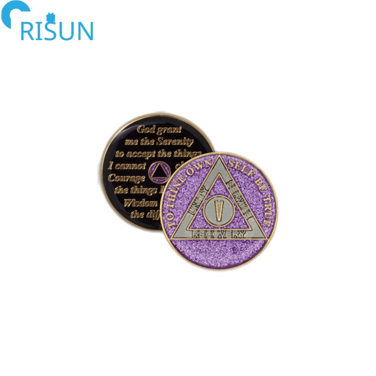 Wholesales Month Seasonal Medallion Reflex Custom Year Logo 3D Recovery Sobriety Chip Coins Sobriety Colorful Challenge AA Coin