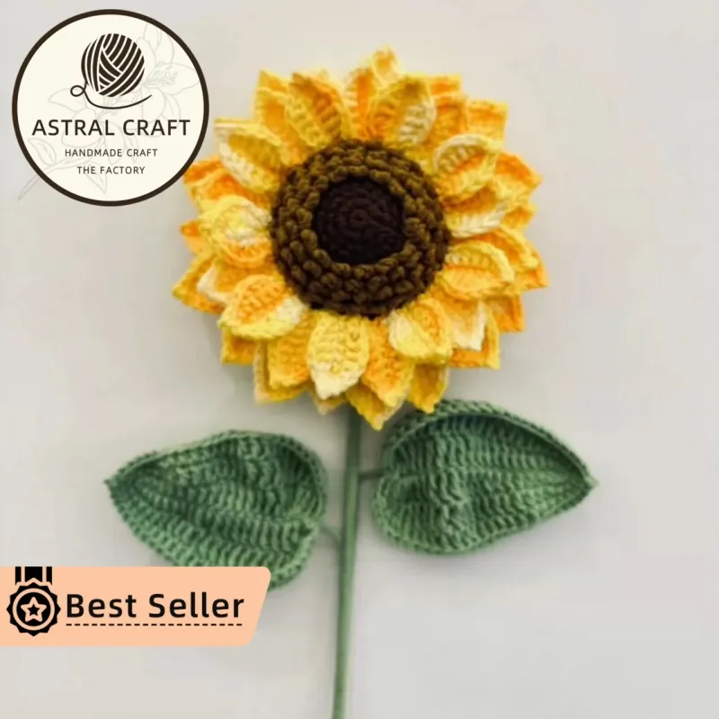 Handmade Woolen Yarn Crochet Sunflower