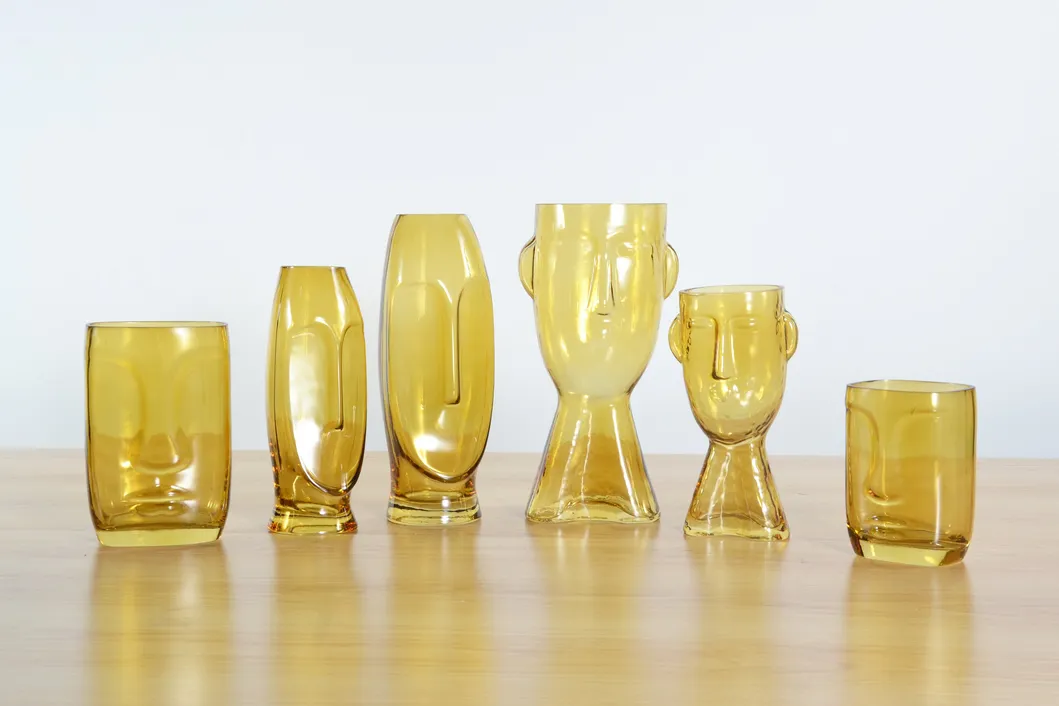 Human Face Art Unique Shaped Design Glass Crafts